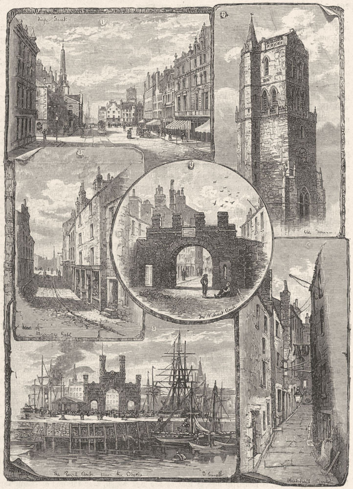 DUNDEE. Murray Gate; Wishart; Royal; Whitehall Close 1898 old antique print